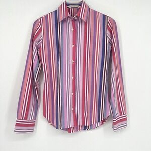 VTG Etro Top Womens 38 Striped Button Up Feminine‎ Pink Career Designer Preppy